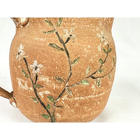 Studio Art Hand Crafted Stoneware Pottery Jug Pitcher Flowers Floral - Picture 4 of 9